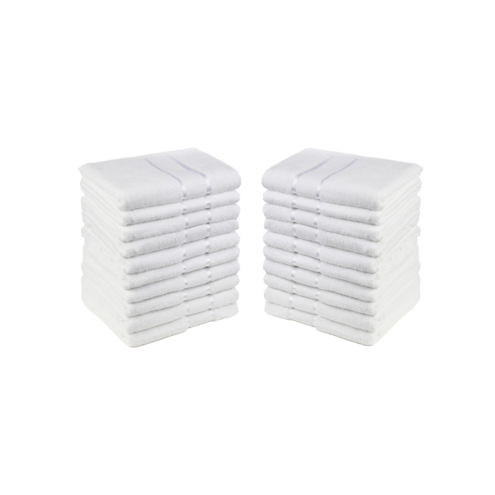 192x410 Set 192 Prosoape Ieftine 30x30cm Bumbac Pakistanez 400 g/mp Alb Optic Absorbante și Durabile - imagine 1