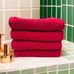 Set 4 Prosoape Bumbac 500g/mp 50x90cm Greek Border Red - Calitate Hotel 5 Stele - imagine 5