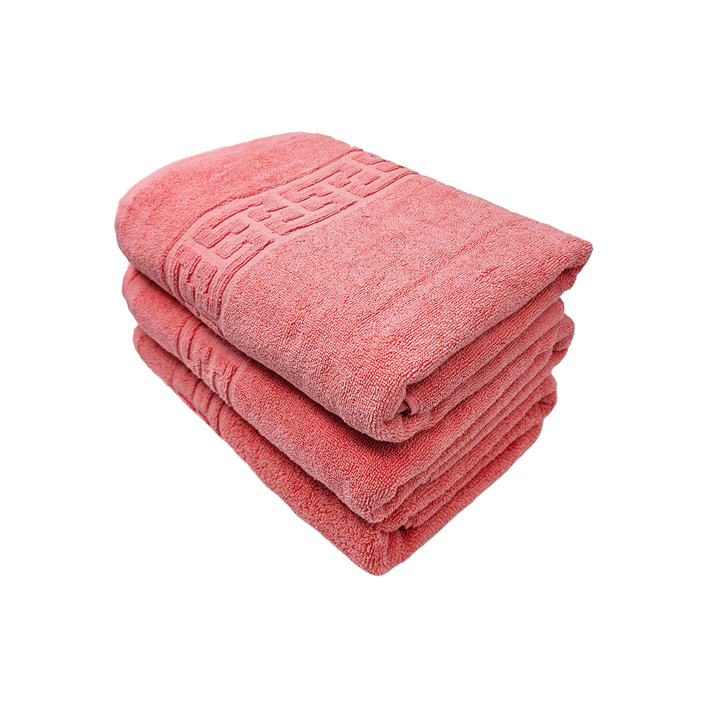 3x512-coral Set 3 Prosoape Bumbac 500g/mp 70x130cm Greek Border Coral pentru Experiență de Lux - imagine 1