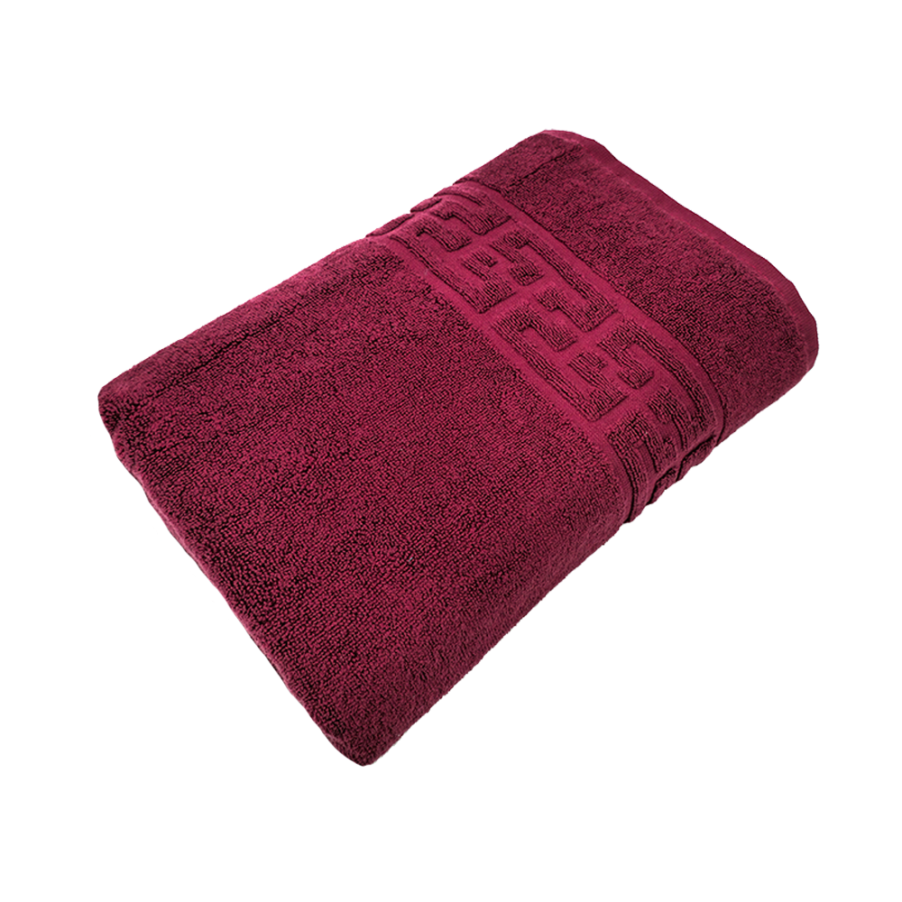 512-bordo Prosop Bumbac 70x130 cm 500 gr/mp Greek Border Burgundy - Calitate Premium pentru Baie - imagine 1