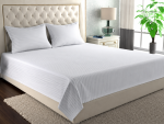 Cearceaf Pat 220x240cm Damasc Bumbac, Design Elegant cu Dunga 1cm pentru Confort Superior