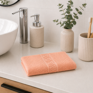 Prosop Bumbac 500g/mp 50x90cm Greek Border Peach - Calitate Premium pentru Baie