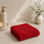 Prosop Bumbac 500g/mp 50x90cm Greek Border Red - Lux și Confort în Baie