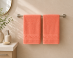 Prosop Bumbac 50x90cm 500gr/mp Greek Border Coral - Lux și Confort în Baie