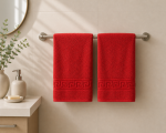 Prosop Bumbac 500g/mp 50x90cm Greek Border Red - Lux și Confort în Baie