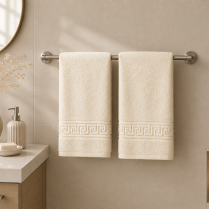 Prosop Bumbac 50x90 cm 500g/mp Greek Border Ivory - Calitate Hotel 5 Stele