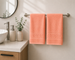 Prosop Bumbac 500g/mp 50x90cm Greek Border Peach - Calitate Premium pentru Baie