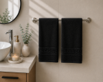Prosop Bumbac Greek Border Negru 50x90cm - 100% Bumbac, Densitate 500g/mp, Calitate Premium