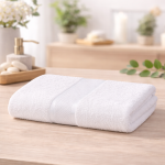 Prosop Ieftin Bumbac Pakistanez 50x90cm Alb Optic 400g/mp Absorbant Durabil