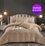 Lenjerie King Size Cu Elastic Damasc Finet 6 Piese Verde - Confort Suprem Si Design Elegant - imagine 5