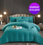 Lenjerie King Size Cu Elastic Damasc Finet 6 Piese Empress - Confort Si Stil Elegant - imagine 5