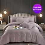 Lenjerie King Size Cu Elastic Damasc Finet 6 Piese Empress - Confort Si Stil Elegant