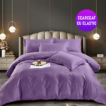 Lenjerie King Size Cu Elastic 6 Piese Mov Damasc Finet - Confort Si Stil Elegant