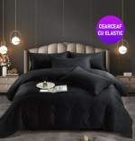 Lenjerie King Size Cu Elastic Damasc Finet 6 Piese Verde - Confort Suprem Si Design Elegant - imagine 4
