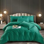 Lenjerie Single Damasc Finet 4 Piese Verde, Confort Superior și Design Elegant