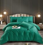 Lenjerie Single Damasc Finet 4 Piese Verde, Confort Superior și Design Elegant