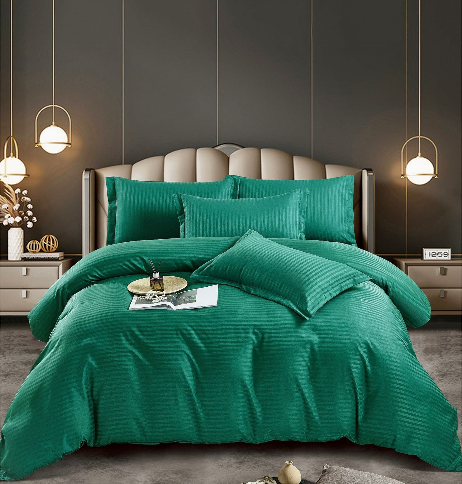 IMG-20230530-WA0005-1-1 Lenjerie Single Damasc Finet 4 Piese Verde, Confort Superior și Design Elegant - imagine 1