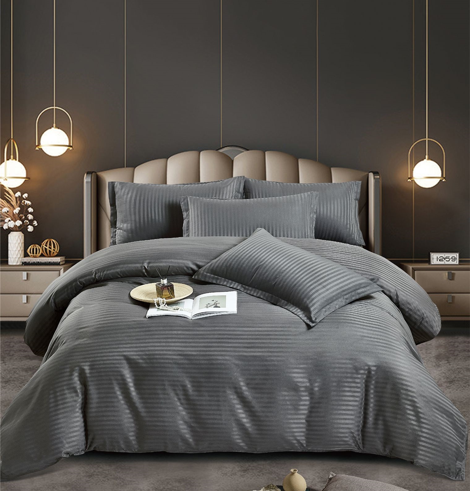 IMG-20230530-WA0015-1 Lenjerie King Size Damasc Finet 6 Piese Antracit - Confort Suprem, Material de Calitate, Fără Necesitate de Calcare - imagine 1