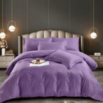 Lenjerie King Size Damasc Finet 6 Piese Mov - Confort Suprem și Design Elegant