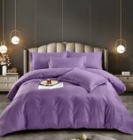 Lenjerie King Size Damasc Finet 6 Piese Mov - Confort Suprem și Design Elegant