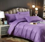 Lenjerie King Size Damasc Finet 6 Piese Mov - Confort Suprem și Design Elegant - imagine 3