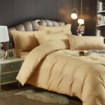 Lenjerie King Size Damasc Finet 6 Piese Cappuccino - Confort Superior, Material De Calitate, Fără Nevoie De Calcare - imagine 3