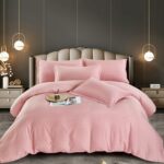 Lenjerie King Size Damasc Finet 6 Piese Roz - Confort Suprem si Design Elegant