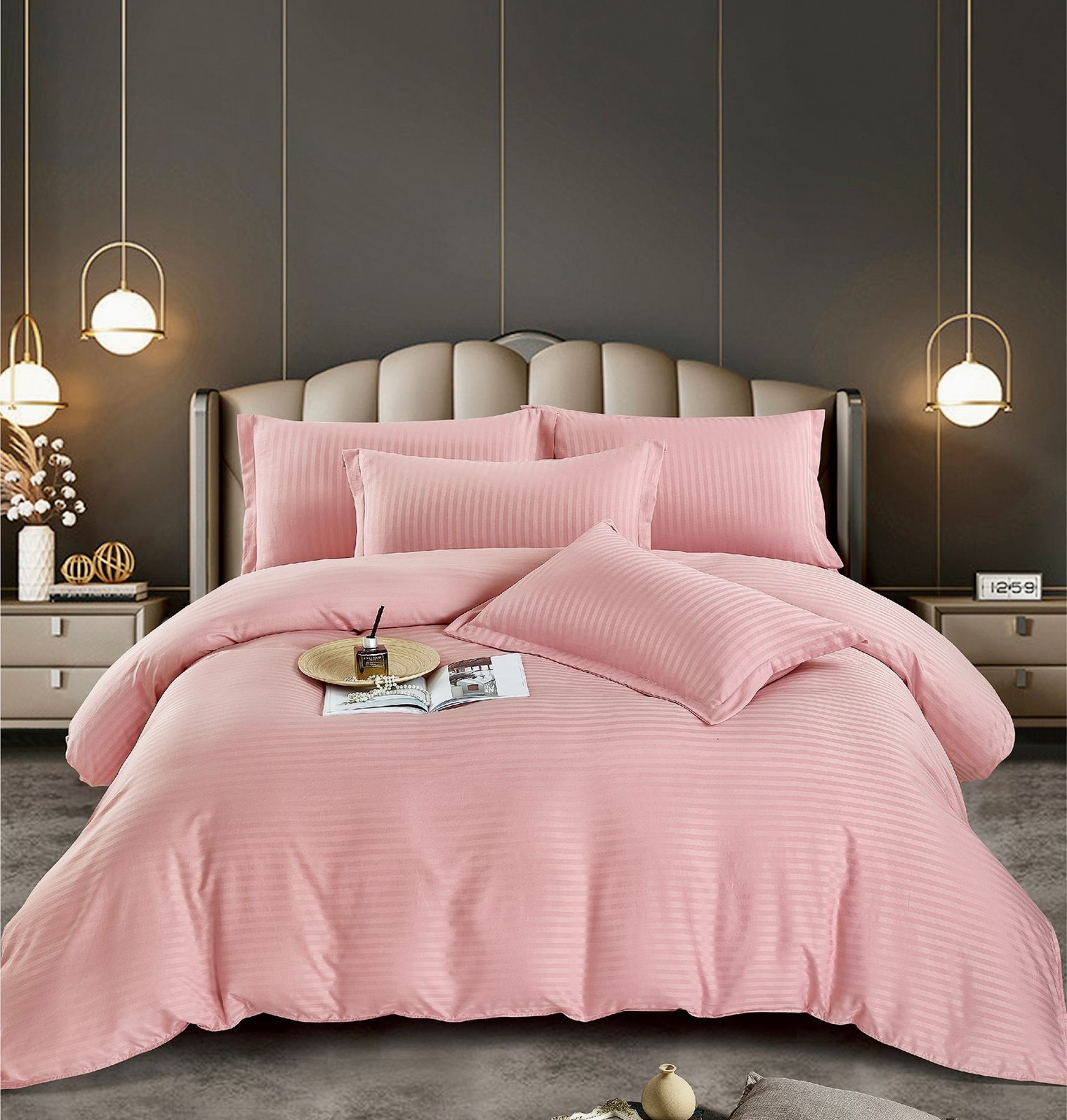 IMG-20230530-WA0023-1 Lenjerie King Size Damasc Finet 6 Piese Roz - Confort Suprem si Design Elegant - imagine 1