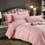 Lenjerie King Size Damasc Finet 6 Piese Roz - Confort Suprem si Design Elegant - imagine 2