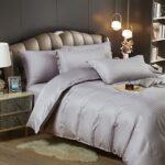 Lenjerie King Size Cu Elastic Damasc Finet 6 Piese Gri - Confort Suprem Si Design Elegant - imagine 2