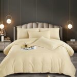 Lenjerie Single Damasc Finet 4 Piese Crem - Confort Suprem, Material Calitativ, Fără Calcare