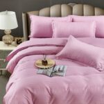 Lenjerie King Size Cu Elastic Damasc Finet 6 Piese Lila - Confort Suprem Si Design Elegant - imagine 3