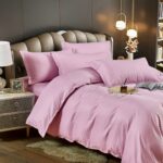Lenjerie King Size Cu Elastic Damasc Finet 6 Piese Lila - Confort Suprem Si Design Elegant - imagine 2