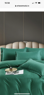 Lenjerie King Size Cu Elastic Damasc Finet 6 Piese Verde - Confort Suprem Si Design Elegant - imagine 13