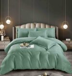 Lenjerie King Size 6 Piese Verde Deschis cu Elastic Damasc Finet - Confort și Eleganță pentru Dormitor