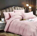 Lenjerie King Size Cu Elastic Damasc Finet 6 Piese Pudra - Confort Superior Si Design Elegant - imagine 3