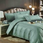 Lenjerie King Size 6 Piese Verde Deschis cu Elastic Damasc Finet - Confort și Eleganță pentru Dormitor - imagine 2