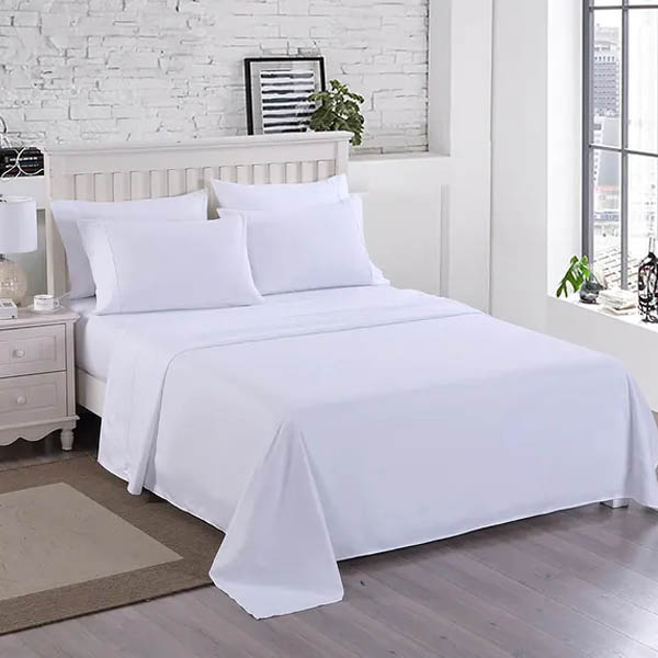 PLAIN-BED-SHEET-WHITE-2 Cearceaf Pat 240x260 cm Bumbac Ranforce - Respirabil, Confortabil, Ușor de Întreținut pentru Hoteluri - imagine 1