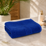 Prosop Bumbac 500g/mp 70x130cm Greek Border Royal Blue