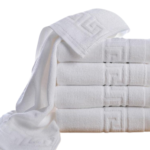 Prosop Hotelier 30x50cm Bumbac Pakistanez 500g/mp Alb Optic Greek Border - imagine 5