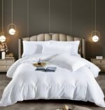 Lenjerie King Size Damasc Finet 6 Piese Alb - Confort Maxim și Design Elegant