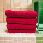 Set 4 Prosoape Bumbac 500g/mp 50x90cm Greek Border Red - Calitate Hotel 5 Stele - imagine 4