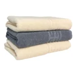 Set Prosoape Bumbac 500 Gr/mp 70x130 cm Greek Border Ivoire/Gri - Lux și Rafinament în Baia Ta
