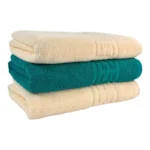Set Prosoape Bumbac 500 gr/mp 70x130 cm Greek Border Ivoire/Verde - Lux și Eleganță în Baia Ta