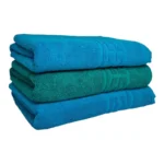 Set 3 Prosoape Bumbac 500g/mp 70x130 cm Greek Border Turcoaz/Verde - Rafinament și Confort în Baia Ta