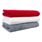 Set 3 Prosoape Bumbac 500g/mp 70x130 cm Greek Border Rosu/Alb/Gri - Lux și Rafinament pentru Baia Ta