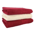 Set 3 Prosoape Bumbac 70x130 cm 500 gr/mp Greek Border Rosu/Ivoire - Lux și Eleganță în Baia Ta