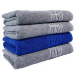 Set 4 Prosoape Bumbac 500 gr/mp 50x90 cm Greek Border Royal Blue Gri Elegante și Absorbante