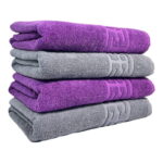 Set 4 Prosoape Bumbac 500 Gr/mp Greek Border Mov Gri 50x90 cm