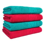 Set 4 Prosoape Bumbac 500 gr/mp 50x90 cm Greek Border Rosu Verde Elegant Si Absorbante
